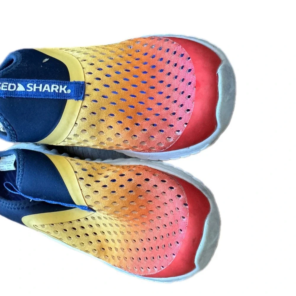 Rugged Shark Water Shoes Kids Size 2 Multicolor Excellent Sunset Mesh Slip On